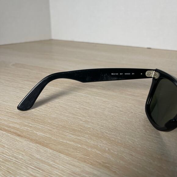 Ray-Ban RB2140 901 Wayfarer Sunglasses Polished Black 50-22 Italy - Picture 4 of 13